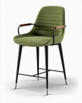 Stapelbare barkruk met stoffen bekleding en houten armleuningen groen 45 x 50 x 100cm