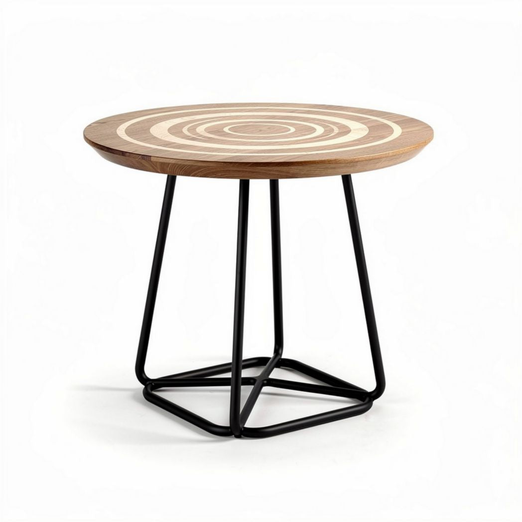 Bijzettafel van hout met metalen onderstel 60 x 60 x 50cm ronde vorm
