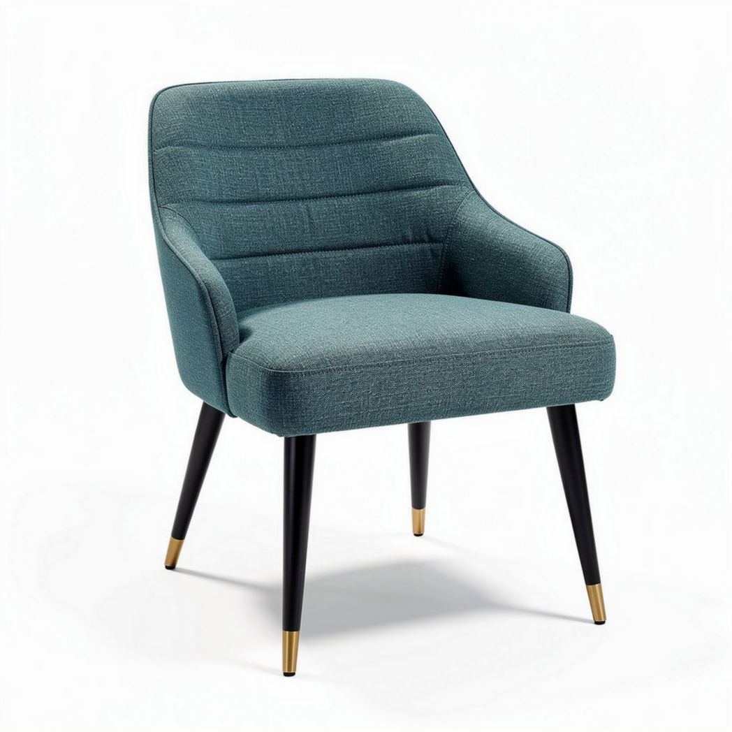Stoel van stof in groen met zwarte houten poten 65 x 70 x 80cm