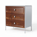 Houten kast met drie lades en metalen poten 45 x 40 x 60cm