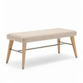 bank van stof met houten poten 120 x 40 x 45cm beige kleur