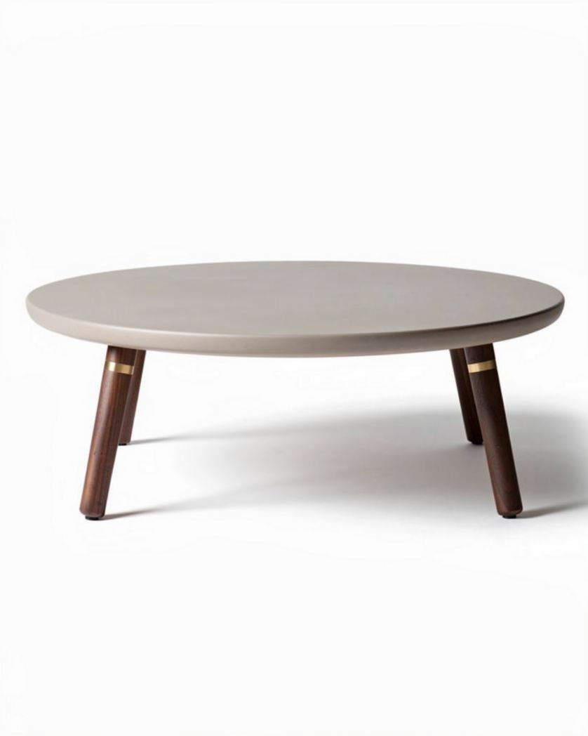 Ronde salontafel van MDF met houten poten 60 x 60 x 30cm in grijs