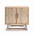 Houten kast met metalen deuren in geometrisch patroon 60 x 40 x 80cm
