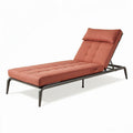 Ligbed van roestvrij staal met verstelbare rugleuning en oranje stoffen kussen 180 x 70 x 40cm