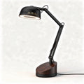 Bureau lamp met verstelbare arm zwart en houten basis 25 x 20 x 50cm