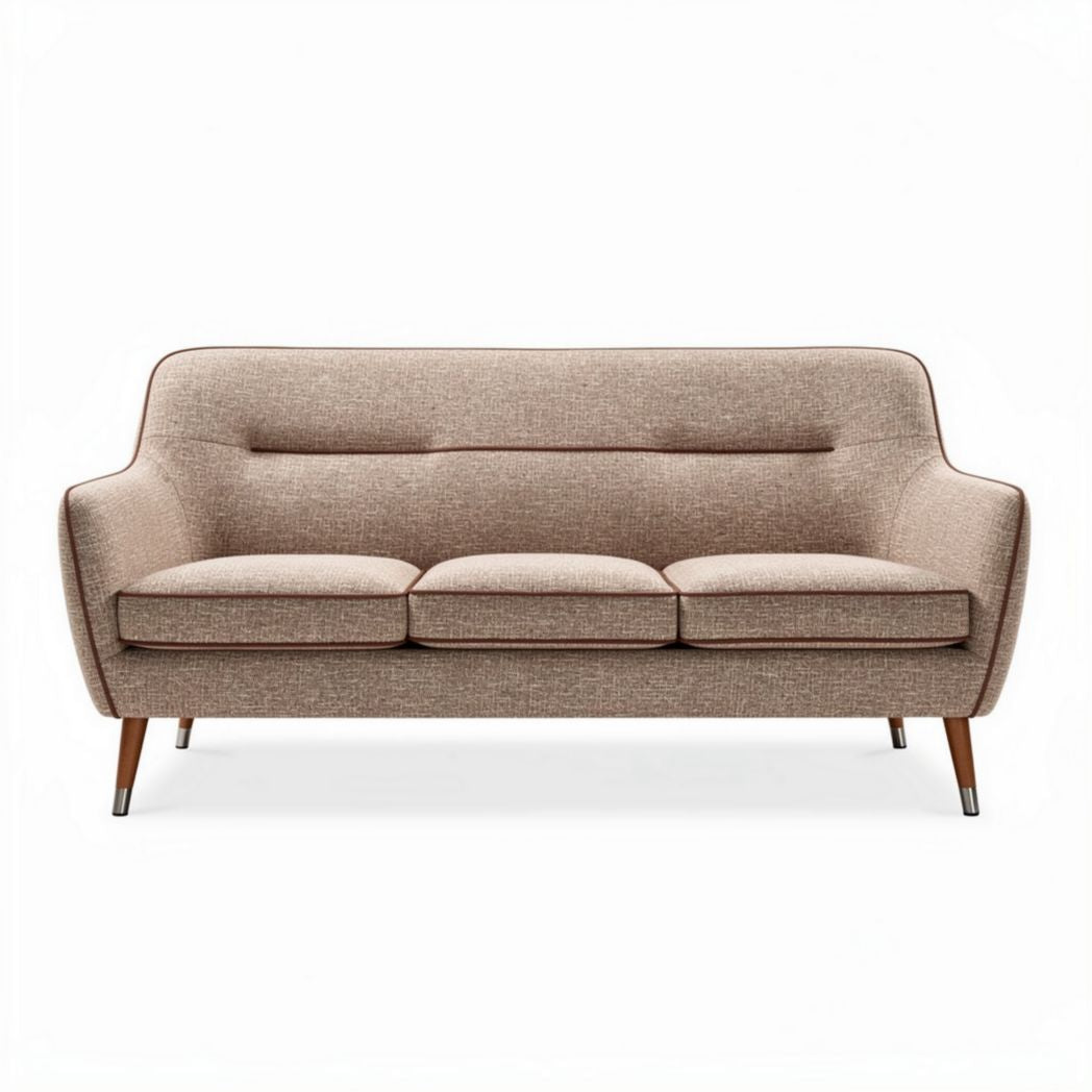 Bank van textiel in bruine kleur met afmetingen 180 x 80 x 70cm