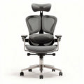 Ergonomische bureaustoel met verstelbare lendensteun en hoofdsteun in grijs 50 x 70 x 120cm